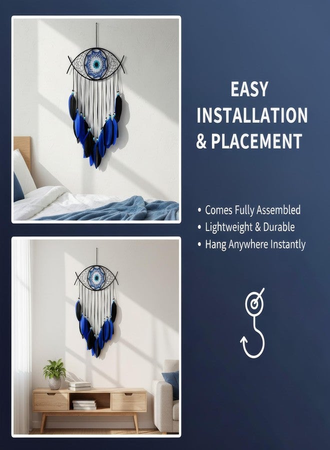 Chiorgone Evil Eye Dream Catcher - Handmade Feather Wall Hanging Decor for Protection, Good Luck & Home Blessing - Image 4